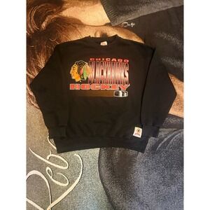 Vintage 90s Nutmeg Chicago Blackhawks Hockey Crewneck Sweatshirt Large L USA